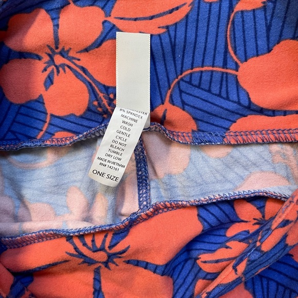 Lularoe OS legging floral print blue orange - Picture 3 of 5